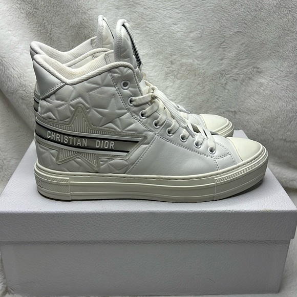 Dior Shoes - Dior Calfskin Walk'n' Dior Star High Top Sneakers